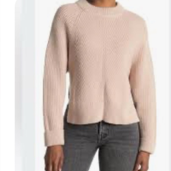 Allsaints Sylvie Wool Cashmere Knit Crewneck Side Slit Sweater Nude Pink - Picture 1 of 11